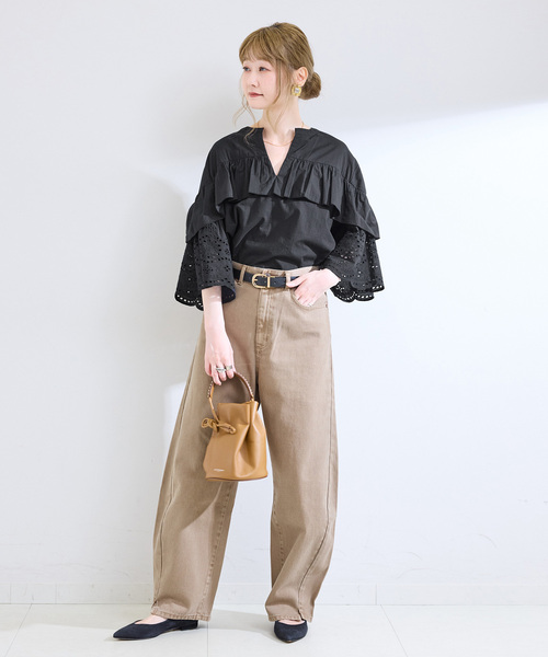 B.C STOCK(ベーセーストック)の「ウォッシャブル / カットレースブラウス(シャツ/ブラウス・レディース・ブラック/ホワイト/ブラウン・FREE)」の15枚目の写真