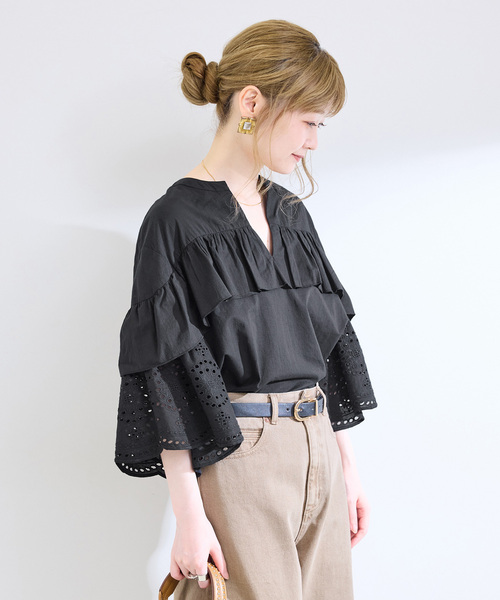 B.C STOCK(ベーセーストック)の「ウォッシャブル / カットレースブラウス(シャツ/ブラウス・レディース・ブラック/ホワイト/ブラウン・FREE)」の19枚目の写真