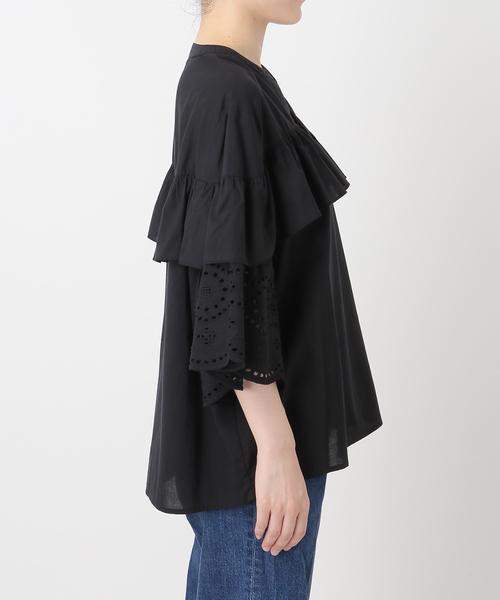 B.C STOCK(ベーセーストック)の「ウォッシャブル / カットレースブラウス(シャツ/ブラウス・レディース・ブラック/ホワイト/ブラウン・FREE)」の6枚目の写真