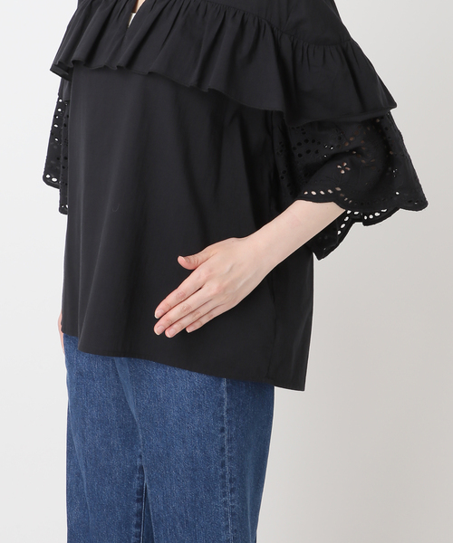 B.C STOCK(ベーセーストック)の「ウォッシャブル / カットレースブラウス(シャツ/ブラウス・レディース・ブラック/ホワイト/ブラウン・FREE)」の8枚目の写真