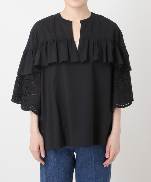 B.C STOCK(ベーセーストック)の「ウォッシャブル / カットレースブラウス(シャツ/ブラウス・レディース・ブラック/ホワイト/ブラウン・FREE)」の9枚目の写真