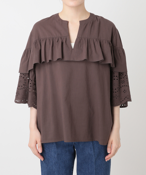 B.C STOCK(ベーセーストック)の「ウォッシャブル / カットレースブラウス(シャツ/ブラウス・レディース・ブラック/ホワイト/ブラウン・FREE)」の13枚目の写真