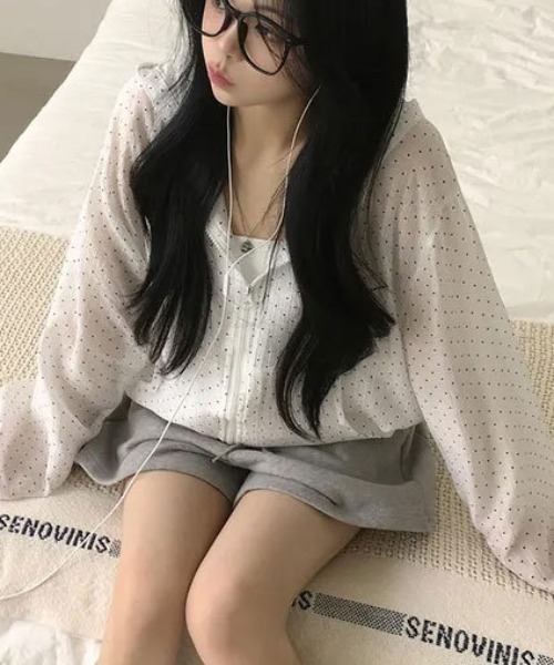 Vipoa(ヴィポア)の「ドットシアーパーカー(ブルゾン・レディース・ブルー/ホワイト・FREE)」の19枚目の写真