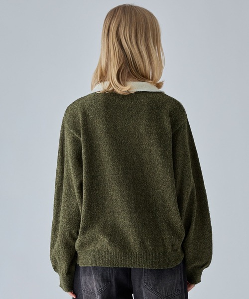 VELNUS(ベルナス)の「【VELNUS】Silver Button Contrast Melange Knit Polo Shirt / シルバーボタン配色メランジニットポロシャツ(ニット/セーター・メンズ・ブルー/カーキ/チャコールグレー・M/S/L)」の10枚目の写真
