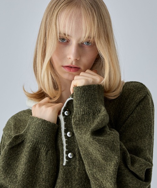 VELNUS(ベルナス)の「【VELNUS】Silver Button Contrast Melange Knit Polo Shirt / シルバーボタン配色メランジニットポロシャツ(ニット/セーター・メンズ・ブルー/カーキ/チャコールグレー・M/S/L)」の16枚目の写真