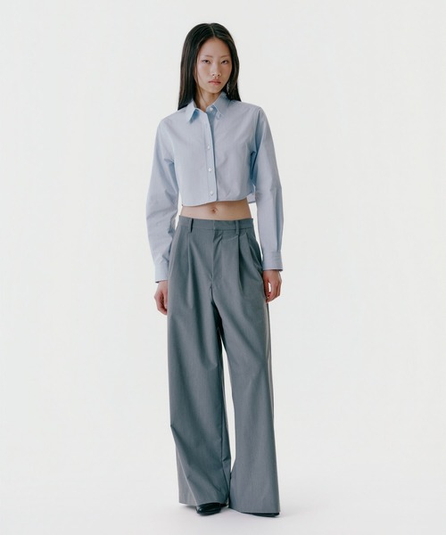 UNUS(ユナス)の「UNUS / Cropped Typewriter Shirt(シャツ/ブラウス・レディース・ホワイト/ブルーグラス・38/36)」の4枚目の写真