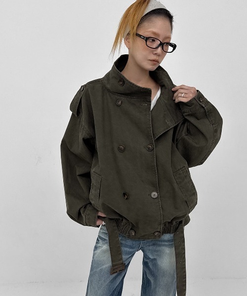 BLACKUP（ブラックアップ）の「[MADE] ヘルツコットンハイネックダブルボタンジャンパー（ブルゾン・レディース・カーキ/ベージュ・FREE）」の10枚目の写真