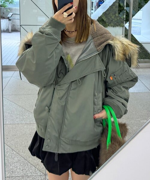 CIAOPANIC(チャオパニック)の「ショートN-3Bジャケット(ミリタリージャケット・レディース・カーキ/ブラック・FREE)」の2枚目の写真