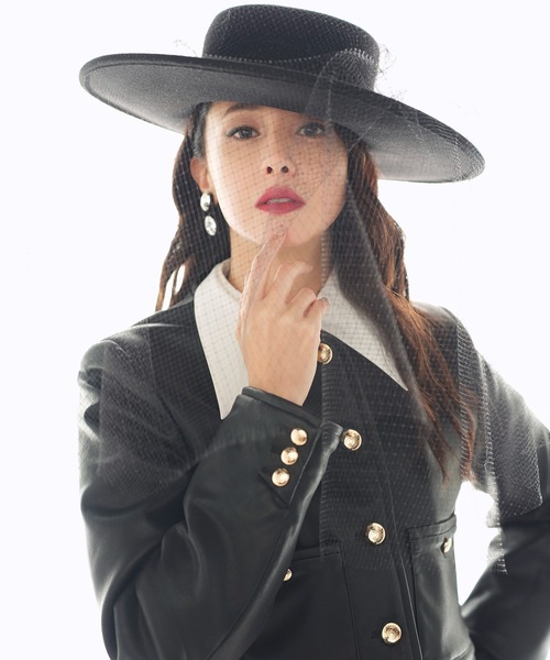EIMY ISTOIRE(エイミーイストワール)の「EM GOLD BUTTON LEATHER JACKET(ノーカラージャケット・レディース・ブラック/キャメル・38/36)」の1枚目の写真