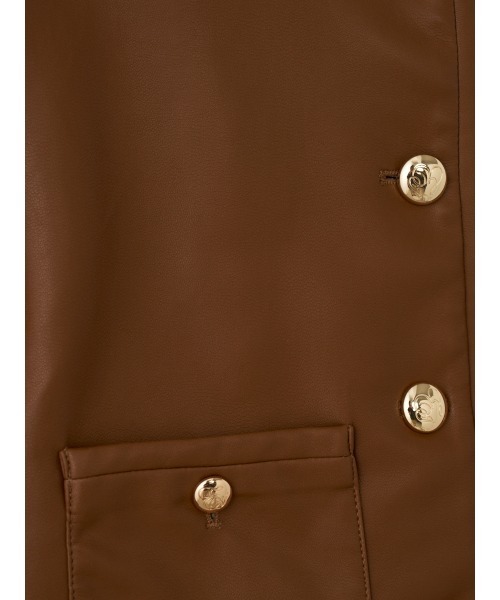 EIMY ISTOIRE(エイミーイストワール)の「EM GOLD BUTTON LEATHER JACKET(ノーカラージャケット・レディース・ブラック/キャメル・38/36)」の7枚目の写真
