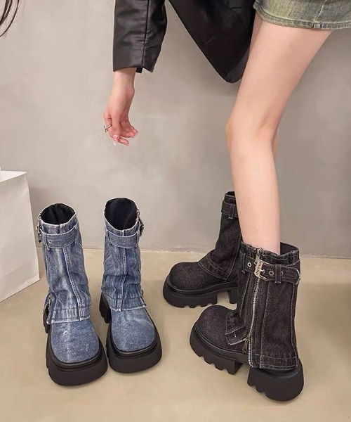 AVYL（アヴィル）の「デニム厚底ショートブーツ（ブーツ・レディース・ブルー/ブラック・M/S/L）」の17枚目の写真