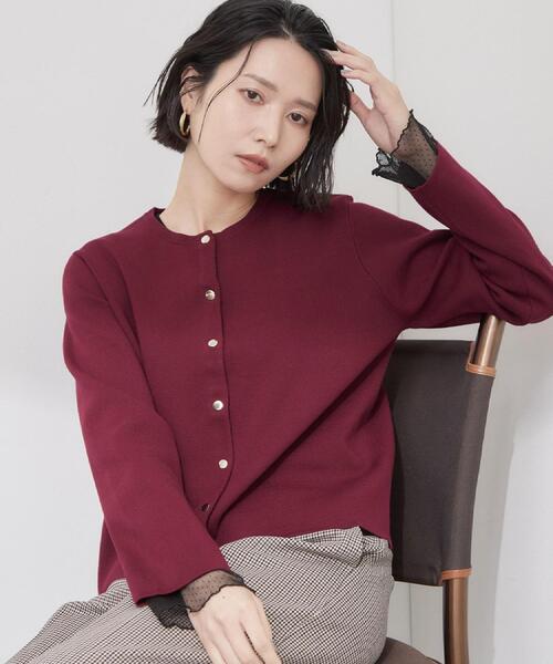 OPAQUE.CLIP（オペークドットクリップ）の「袖口レース／ドットチュール切替トップス【洗濯機OK】（Tシャツ/カットソー・レディース・グレー/ブラック系/チャコール/チャコールグレー・42/40/38）」の16枚目の写真