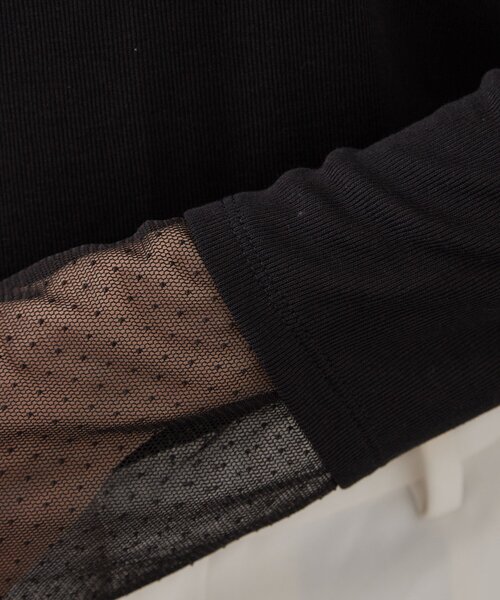 OPAQUE.CLIP（オペークドットクリップ）の「袖口レース／ドットチュール切替トップス【洗濯機OK】（Tシャツ/カットソー・レディース・グレー/ブラック系/チャコール/チャコールグレー・42/40/38）」の7枚目の写真