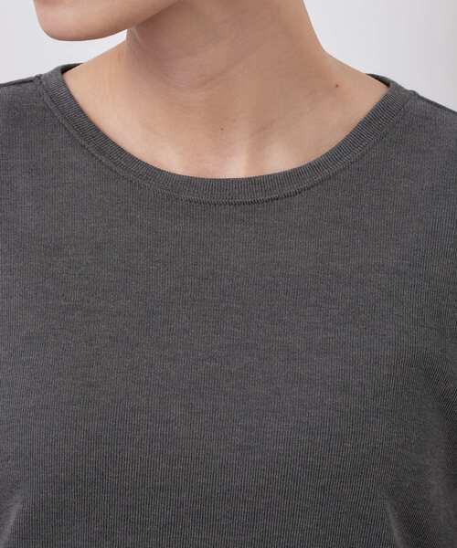 OPAQUE.CLIP（オペークドットクリップ）の「袖口レース／ドットチュール切替トップス【洗濯機OK】（Tシャツ/カットソー・レディース・グレー/ブラック系/チャコール/チャコールグレー・42/40/38）」の11枚目の写真