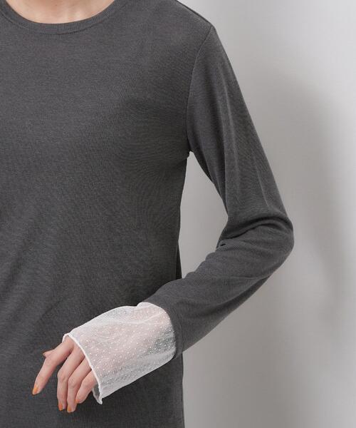 OPAQUE.CLIP（オペークドットクリップ）の「袖口レース／ドットチュール切替トップス【洗濯機OK】（Tシャツ/カットソー・レディース・グレー/ブラック系/チャコール/チャコールグレー・42/40/38）」の12枚目の写真