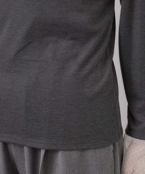OPAQUE.CLIP（オペークドットクリップ）の「袖口レース／ドットチュール切替トップス【洗濯機OK】（Tシャツ/カットソー・レディース・グレー/ブラック系/チャコール/チャコールグレー・42/40/38）」の6枚目の写真