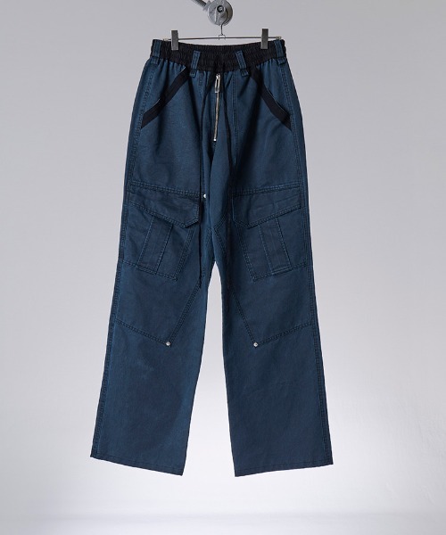 NAPE_（ネイプ）の「mp15511-D-KNEE - CARGO-PT ダブルニーカーゴパンツ(NPS-308)（カーゴパンツ・メンズ・ブルー系その他/イエロー×ブラック・1/3/2/4）」の4枚目の写真