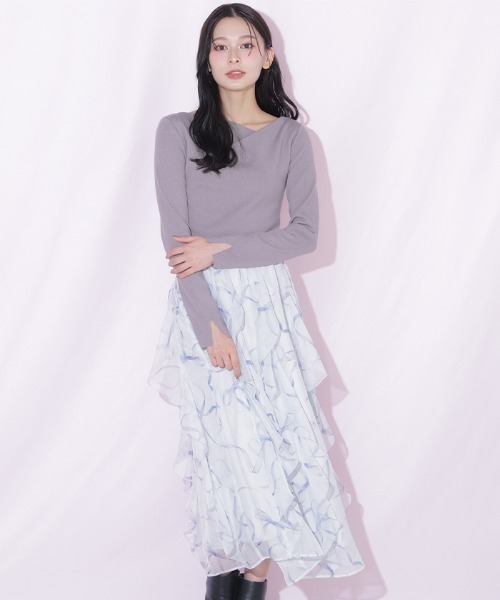 JILL by JILL STUART(ジルバイジルスチュアート)の「リボンプリントニットドッキングワンピース(ワンピース・レディース・グレー/グレー系その他/ピンク・FREE)」の22枚目の写真