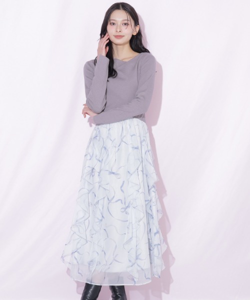 JILL by JILL STUART(ジルバイジルスチュアート)の「リボンプリントニットドッキングワンピース(ワンピース・レディース・グレー/グレー系その他/ピンク・FREE)」の21枚目の写真