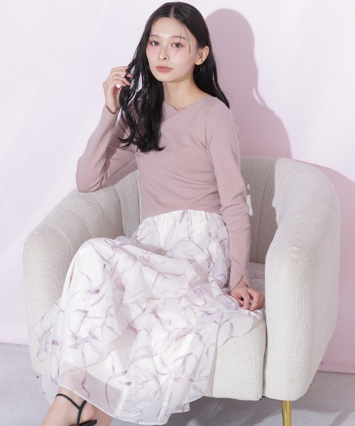 JILL by JILL STUART(ジルバイジルスチュアート)の「リボンプリントニットドッキングワンピース(ワンピース・レディース・グレー/グレー系その他/ピンク・FREE)」の5枚目の写真