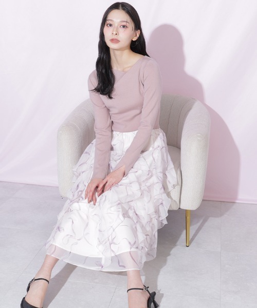 JILL by JILL STUART(ジルバイジルスチュアート)の「リボンプリントニットドッキングワンピース(ワンピース・レディース・グレー/グレー系その他/ピンク・FREE)」の4枚目の写真