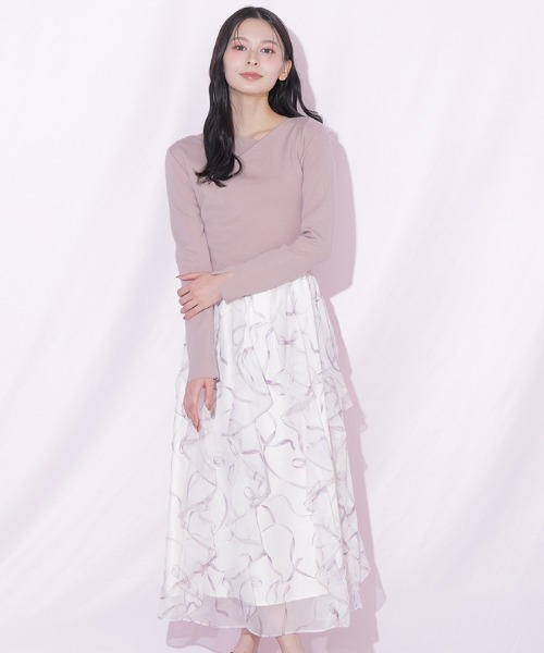JILL by JILL STUART(ジルバイジルスチュアート)の「リボンプリントニットドッキングワンピース(ワンピース・レディース・グレー/グレー系その他/ピンク・FREE)」の8枚目の写真