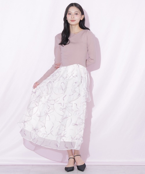 JILL by JILL STUART(ジルバイジルスチュアート)の「リボンプリントニットドッキングワンピース(ワンピース・レディース・グレー/グレー系その他/ピンク・FREE)」の10枚目の写真