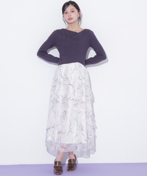 JILL by JILL STUART(ジルバイジルスチュアート)の「リボンプリントニットドッキングワンピース(ワンピース・レディース・グレー/グレー系その他/ピンク・FREE)」の19枚目の写真