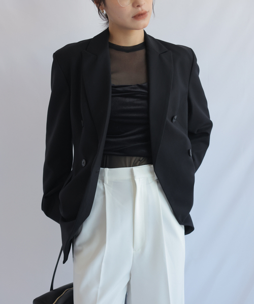 chlal(クラール)の「ウエストシェイプジャケット(テーラードジャケット・レディース・ベージュ/ブラック・FREE)」の19枚目の写真