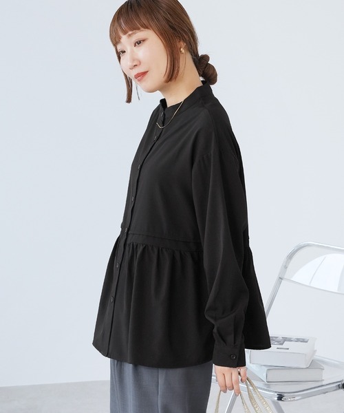 reca(レカ)の「ペプラム釦ブラウス(シャツ/ブラウス・レディース・グレイッシュベージュ/ブラック/カーキ・M)」の5枚目の写真