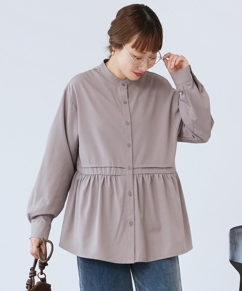 reca(レカ)の「ペプラム釦ブラウス(シャツ/ブラウス・レディース・グレイッシュベージュ/ブラック/カーキ・M)」の7枚目の写真