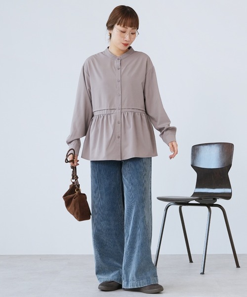 reca(レカ)の「ペプラム釦ブラウス(シャツ/ブラウス・レディース・グレイッシュベージュ/ブラック/カーキ・M)」の9枚目の写真