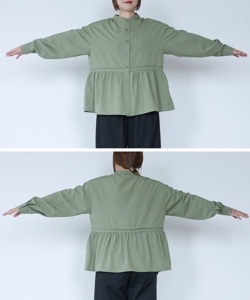 reca(レカ)の「ペプラム釦ブラウス(シャツ/ブラウス・レディース・グレイッシュベージュ/ブラック/カーキ・M)」の14枚目の写真