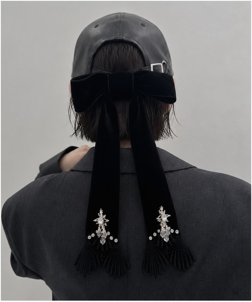 tanakadaisuke(タナカダイスケ)の「【tanakadaisuke/タナカダイスケ】《STUDIOUS別注》leather ribbon cap/レザーリボンキャップ(キャップ・レディース・ブラック・FREE)」の6枚目の写真