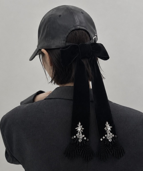 tanakadaisuke(タナカダイスケ)の「【tanakadaisuke/タナカダイスケ】《STUDIOUS別注》leather ribbon cap/レザーリボンキャップ(キャップ・レディース・ブラック・FREE)」の7枚目の写真