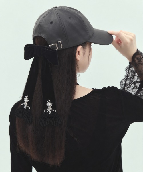 tanakadaisuke(タナカダイスケ)の「【tanakadaisuke/タナカダイスケ】《STUDIOUS別注》leather ribbon cap/レザーリボンキャップ(キャップ・レディース・ブラック・FREE)」の3枚目の写真