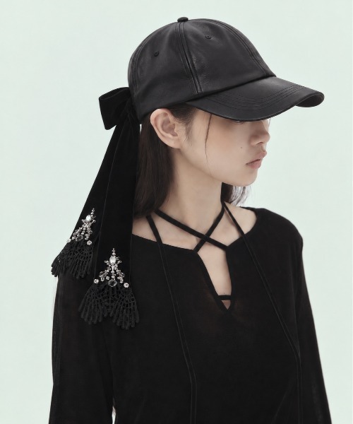 tanakadaisuke(タナカダイスケ)の「【tanakadaisuke/タナカダイスケ】《STUDIOUS別注》leather ribbon cap/レザーリボンキャップ(キャップ・レディース・ブラック・FREE)」の5枚目の写真