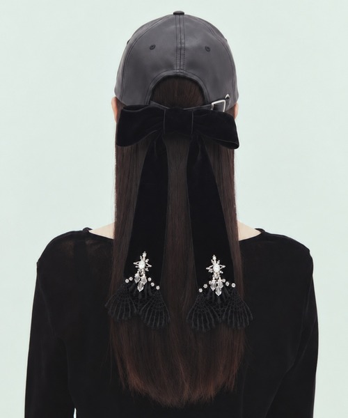tanakadaisuke(タナカダイスケ)の「【tanakadaisuke/タナカダイスケ】《STUDIOUS別注》leather ribbon cap/レザーリボンキャップ(キャップ・レディース・ブラック・FREE)」の2枚目の写真