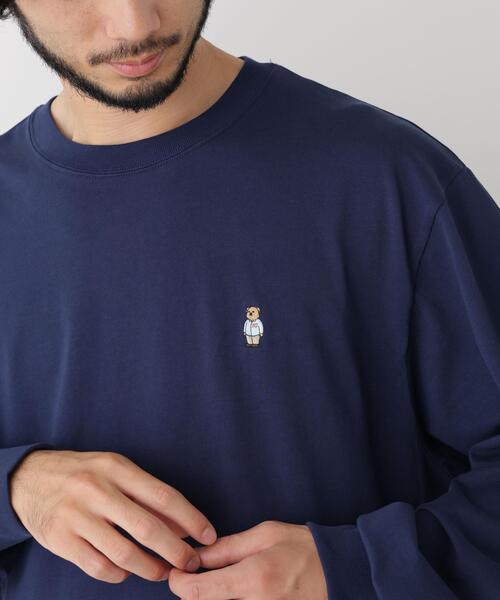 NANO universe(ナノユニバース)の「ナノベアビッグTシャツ 長袖(Tシャツ/カットソー・メンズ・ピンク/ホワイト/ネイビー・S/M/L)」の1枚目の写真