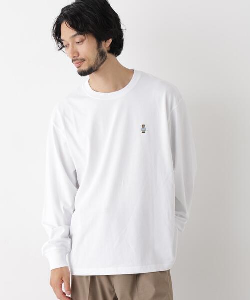 NANO universe(ナノユニバース)の「ナノベアビッグTシャツ 長袖(Tシャツ/カットソー・メンズ・ピンク/ホワイト/ネイビー・S/M/L)」の2枚目の写真