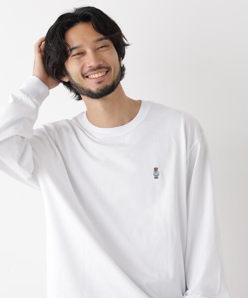 NANO universe(ナノユニバース)の「ナノベアビッグTシャツ 長袖(Tシャツ/カットソー・メンズ・ピンク/ホワイト/ネイビー・S/M/L)」の5枚目の写真
