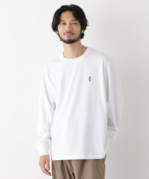 NANO universe(ナノユニバース)の「ナノベアビッグTシャツ 長袖(Tシャツ/カットソー・メンズ・ピンク/ホワイト/ネイビー・S/M/L)」の6枚目の写真