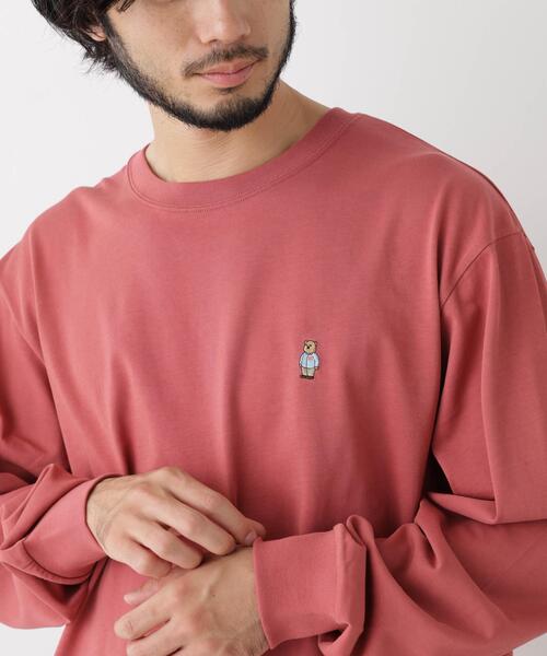 NANO universe(ナノユニバース)の「ナノベアビッグTシャツ 長袖(Tシャツ/カットソー・メンズ・ピンク/ホワイト/ネイビー・S/M/L)」の12枚目の写真
