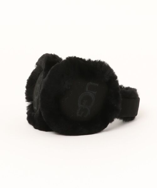 UGG ブラック イヤーマフ　【品番20955】 W SHEEPSKIN EMBROIDERY EARMUFF 20955-BLK（イヤーマフ）｜UGG（アグ