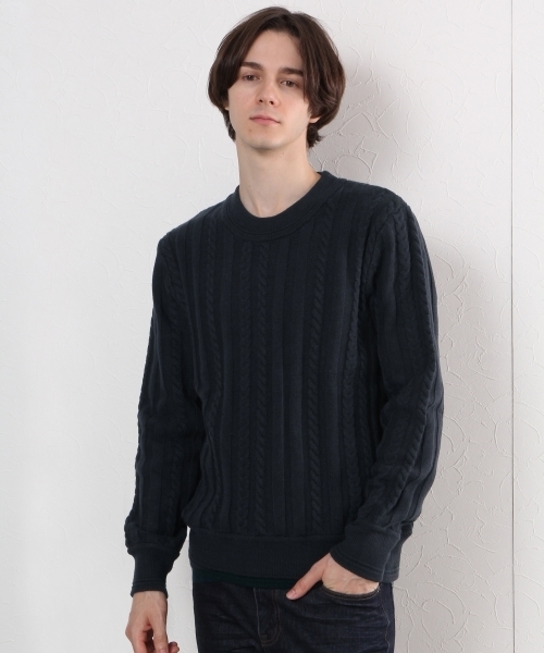 GLOBAL WORK(グローバルワーク)の「7ゲージワイドリブニットプルオーバー/725470(ニット/セーター・メンズ・ネイビー/ホワイト/レッド/カーキ・SMALL/MEDIUM/X-LARGE/LARGE)」の4枚目の写真