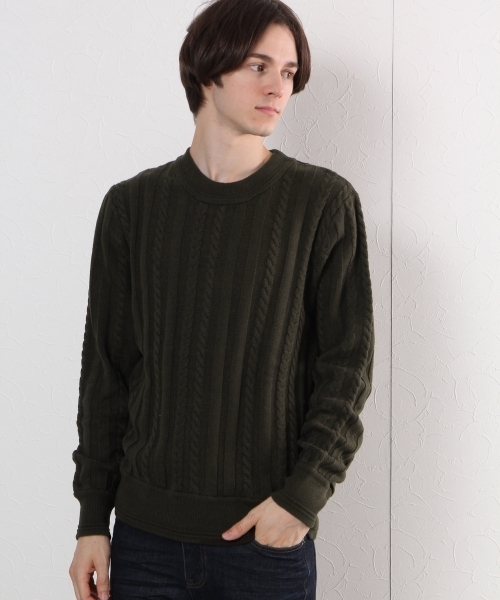 GLOBAL WORK(グローバルワーク)の「7ゲージワイドリブニットプルオーバー/725470(ニット/セーター・メンズ・ネイビー/ホワイト/レッド/カーキ・SMALL/MEDIUM/X-LARGE/LARGE)」の3枚目の写真