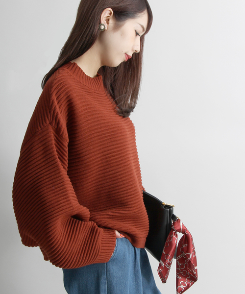 WEGO(ウィゴー)の「WEGO/ドルマンビッグシルエットニット(ニット/セーター・レディース・ブラウン/ホワイト/ピンク・FREE)」の1枚目の写真