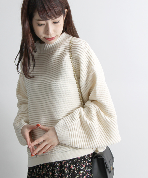 WEGO(ウィゴー)の「WEGO/ドルマンビッグシルエットニット(ニット/セーター・レディース・ブラウン/ホワイト/ピンク・FREE)」の2枚目の写真