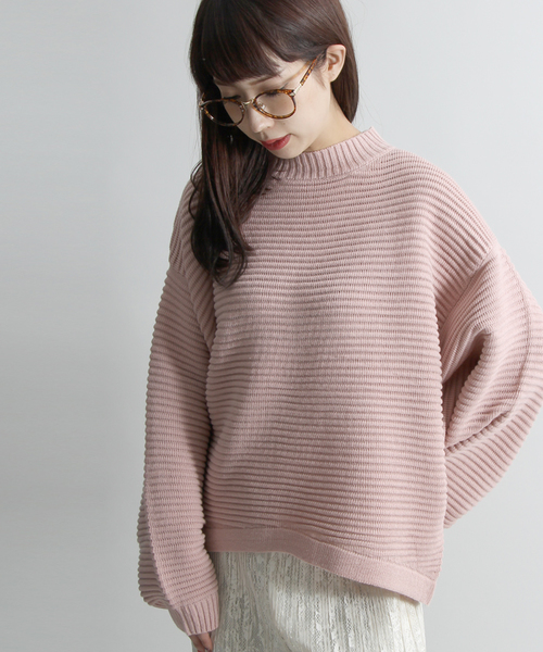 WEGO(ウィゴー)の「WEGO/ドルマンビッグシルエットニット(ニット/セーター・レディース・ブラウン/ホワイト/ピンク・FREE)」の3枚目の写真