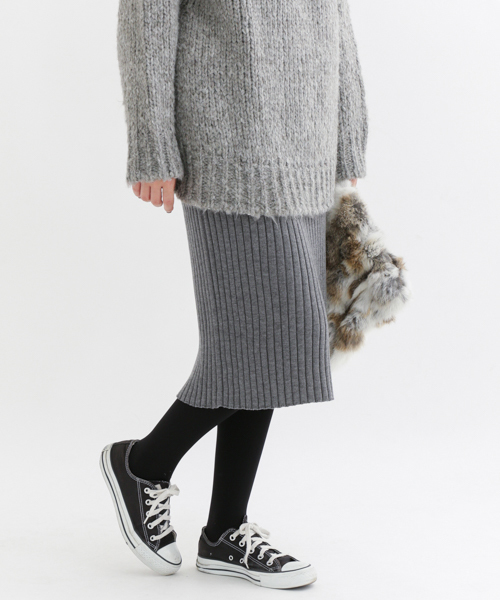 URBAN RESEARCH Sonny Label（アーバンリサーチサニーレーベル）の「Sonny Label ワイドリブニットタイトスカート（スカート・レディース・キャメル/グレー/チャコールグレー・FREE）」の3枚目の写真